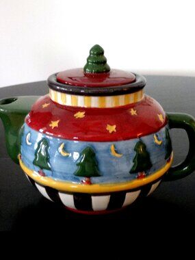 Sakura China Debbie Mumm Tea Pot Hand Painted Decoration 6" Tall, 5" wide, VTG